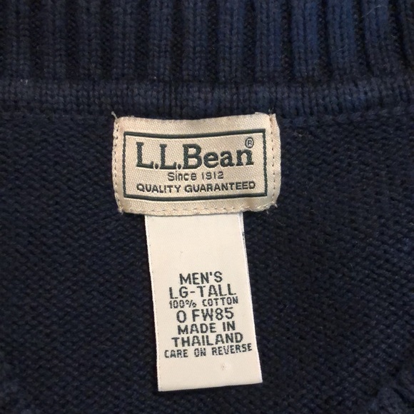 Vintage 90’s LL Bean size Large Tall Classic Crewneck Sweater 100% Cotton Navy - Picture 8 of 13